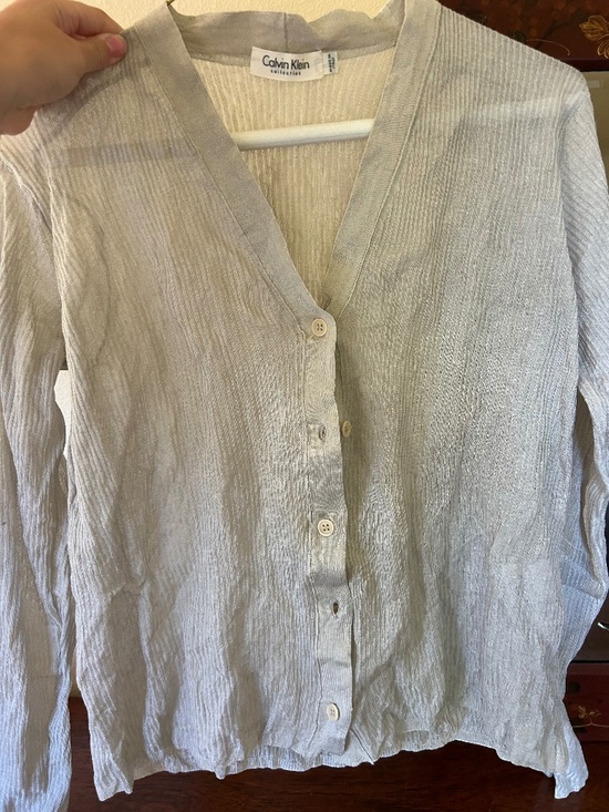 Calvin Klein Sweaters - Calvin Klein Collection Silk Metallic Cardigan Made in Italy S
